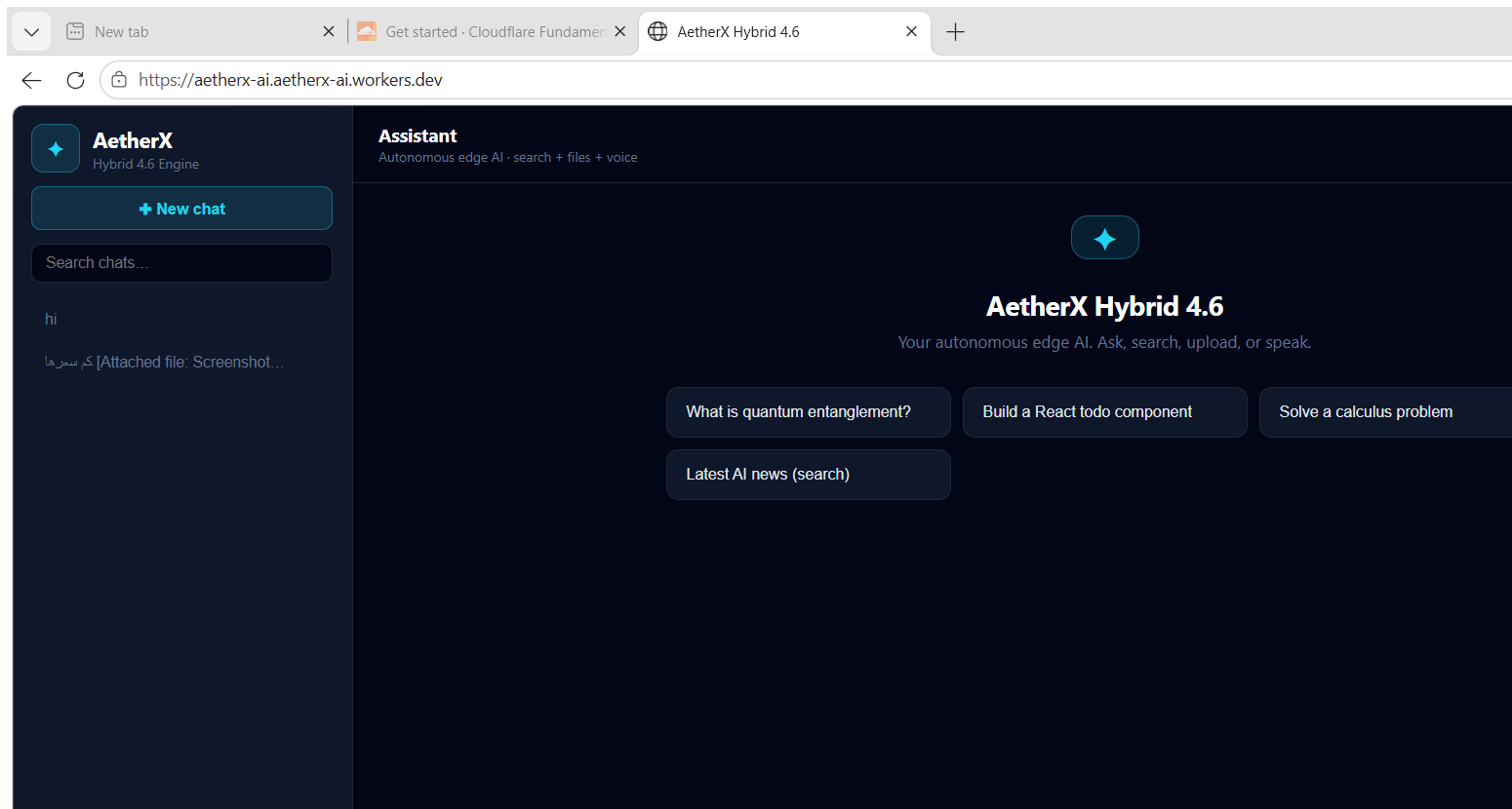 AetherX cloud dashboard